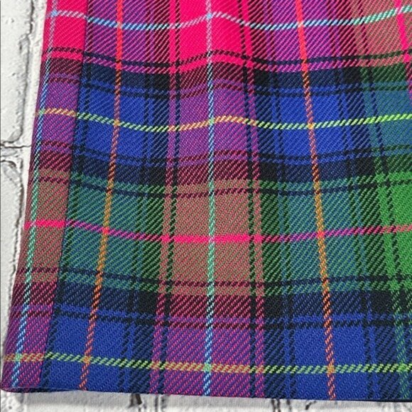 Vintage Talbots Plaid Wool Skirt size 12P 12 Petite Fuchsia Magenta Green Blue - Picture 16 of 16